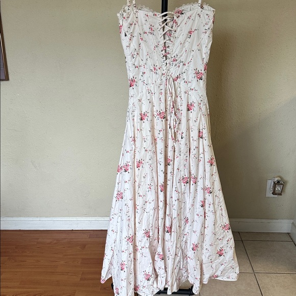 House of cb STEFFANI White Stretch Cotton Rose Print Midi Sundress Size XS D-DD‎ - Picture 7 of 13